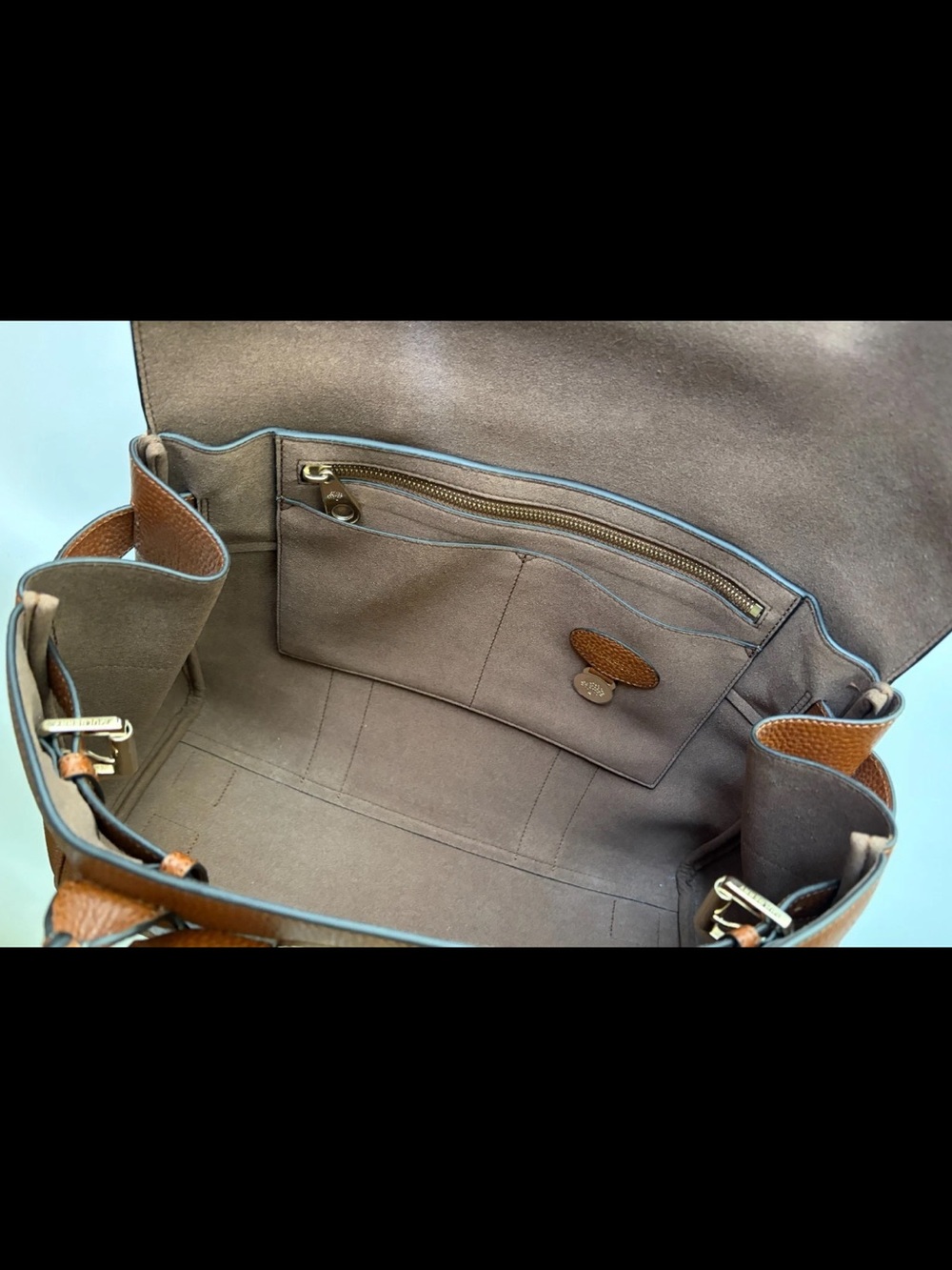Mulberry Tan Leather Bayswater Satchel with Gold Hardware - Picture 10 of 16